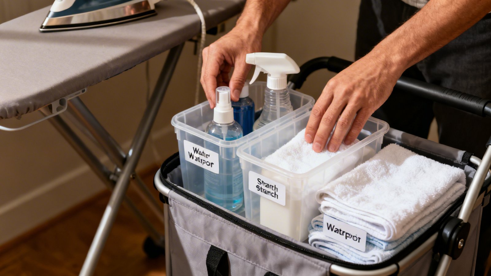Caja apilable resistente a la humedad para accesorios de plancha
