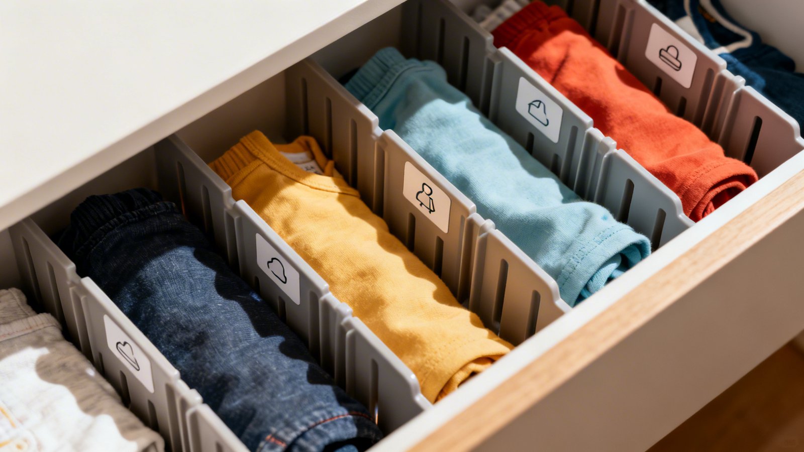 Separadores resistentes para cajones infantiles organización