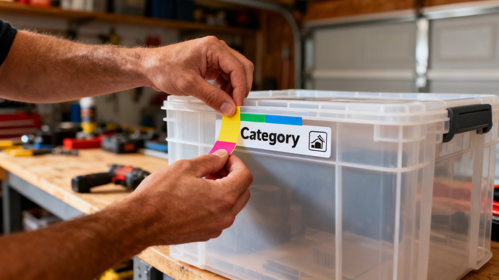 etiquetado y cajas con código de colores garaje etiquetado y cajas con código de colores garaje