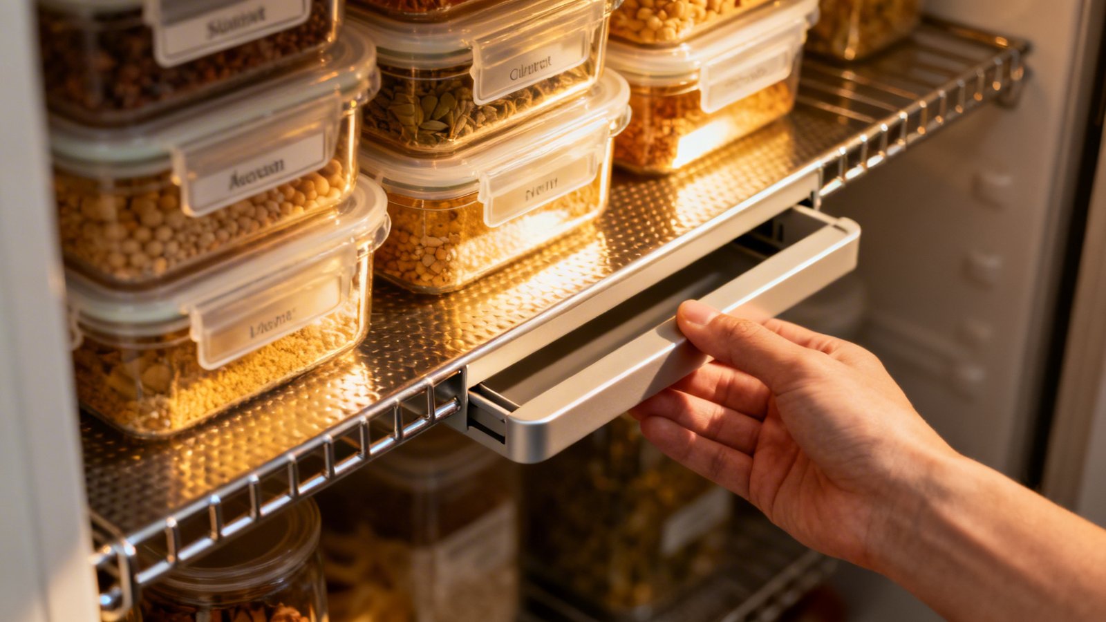 organizacion vertical despensa estantes ajustables y contenedores