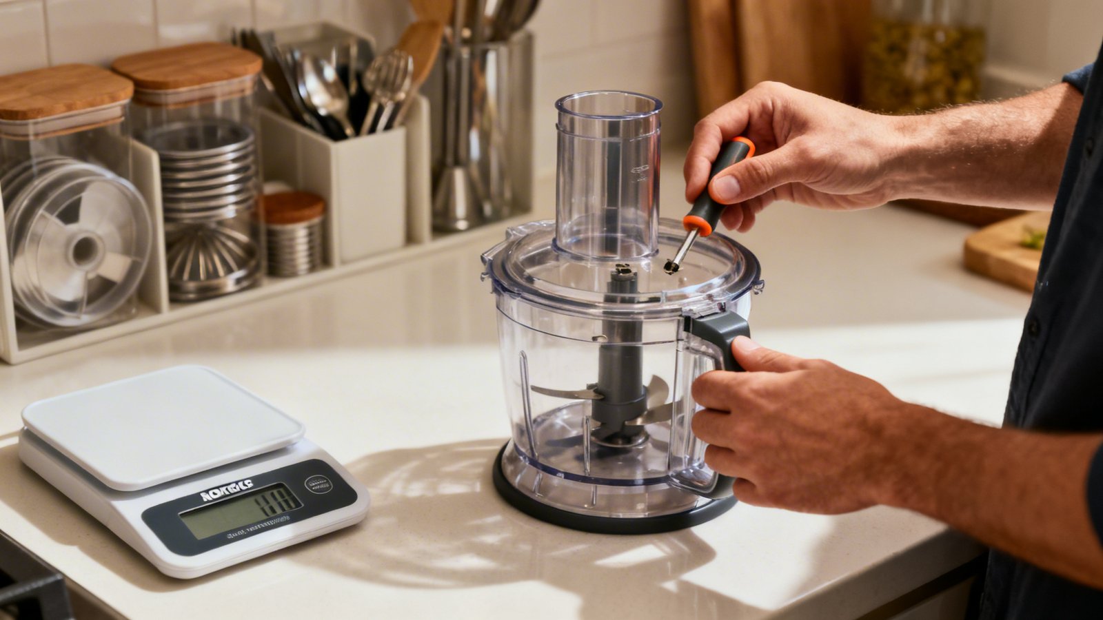 organización de electrodomésticos para cocinar cerca de la encimera