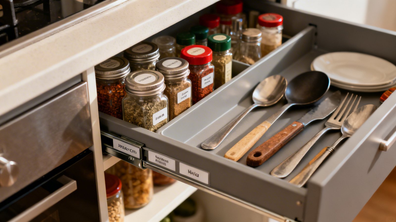 zona de uso diario armarios cocina con utensilios