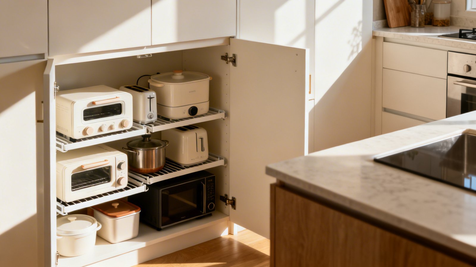 guardar pequeños electrodomésticos en armarios orden