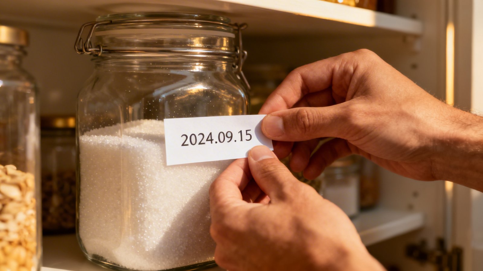 etiquetado despensa manos poniendo etiqueta con fecha