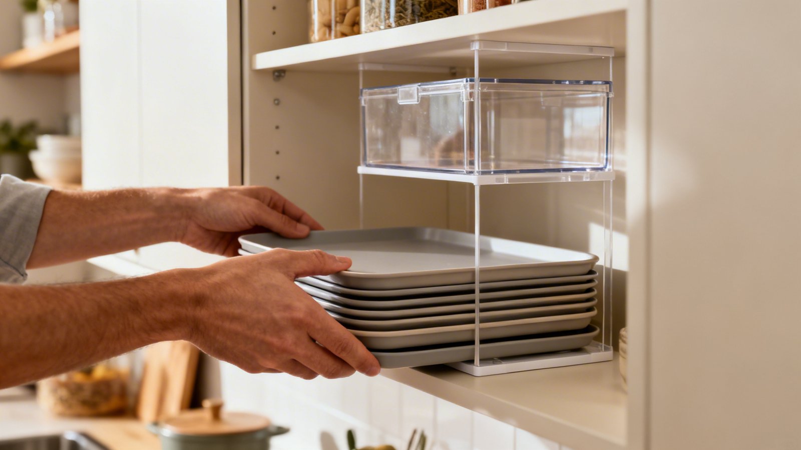 organizacion por niveles estantes ajustables cocina