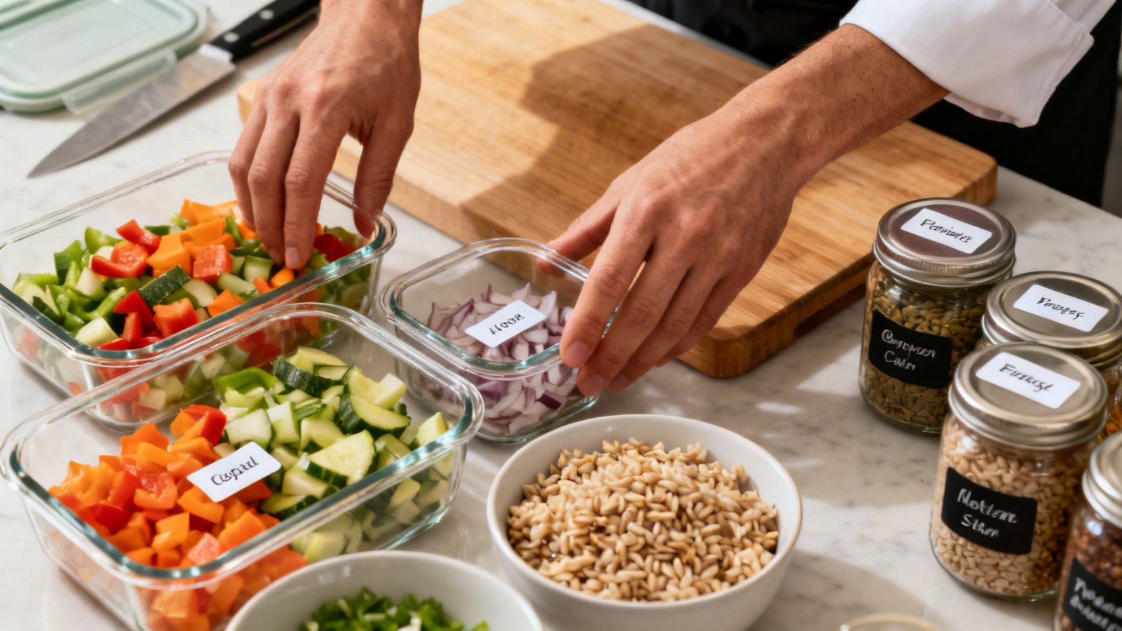 mise in place y preparacion anticipada para cocinar rapido en semana